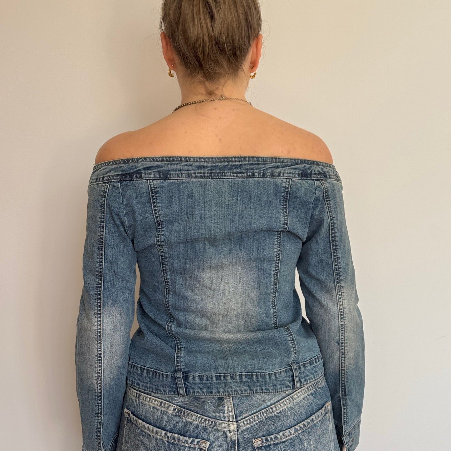 Denim off-the-shoulder top - Size XS/S