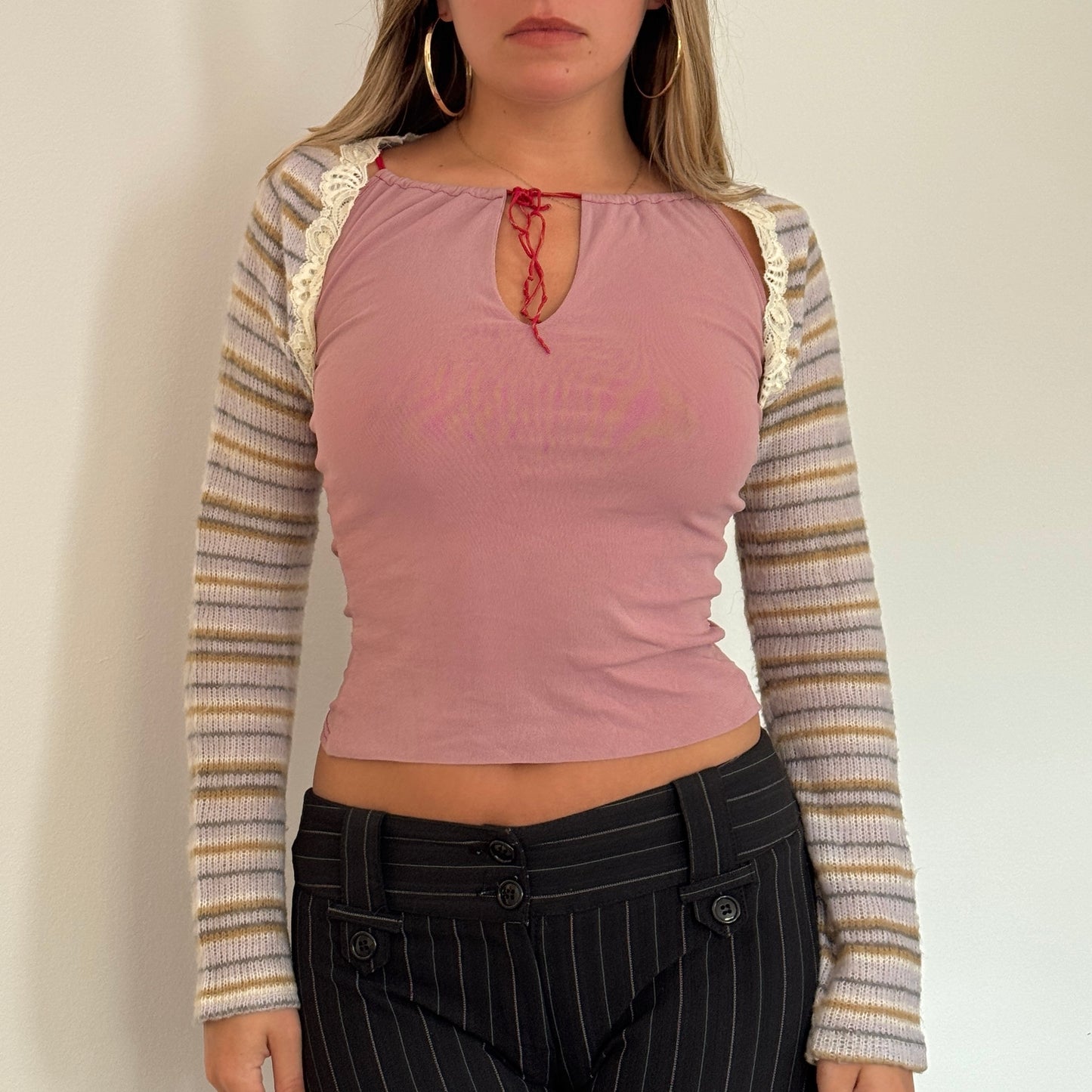 Mohair-blend striped knit bolero - Size S/M