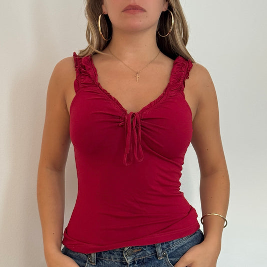 Red keyhole ruched vest - Size S/M