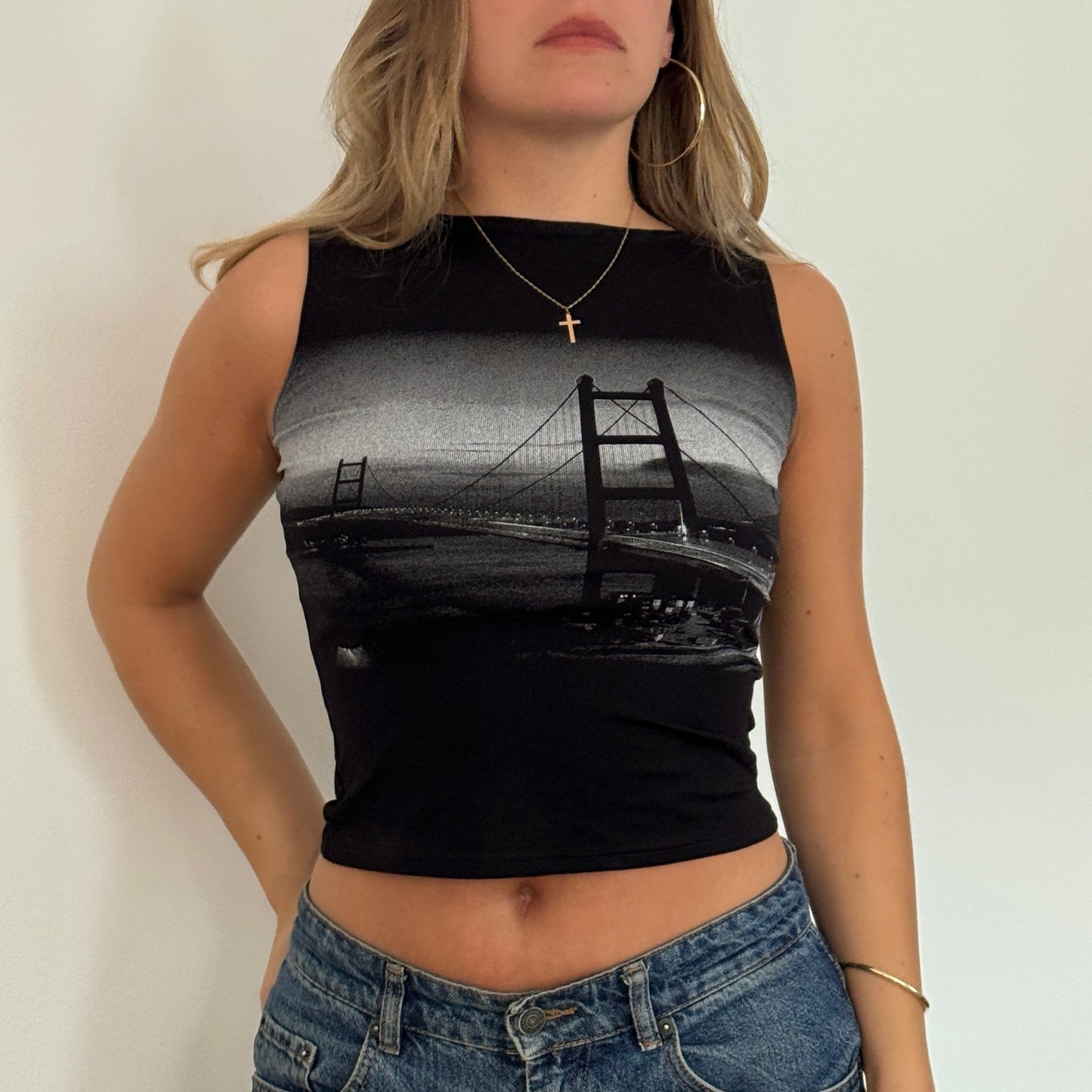 Black city print tank - Size XS