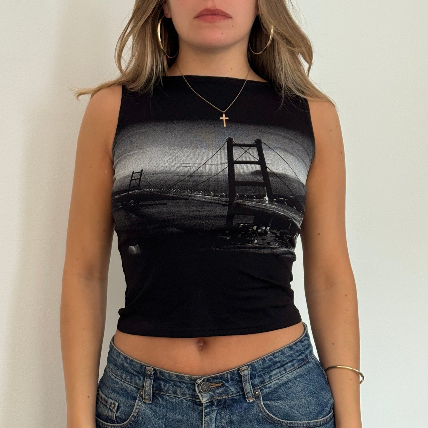 Black city print tank - Size XS