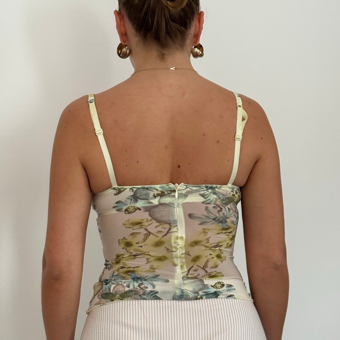 Yellow floral mesh corset - Size XS/S