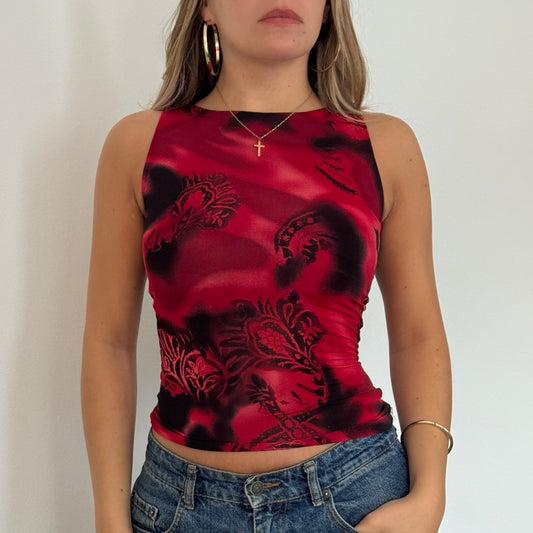 Red graphic print vest - Size XS
