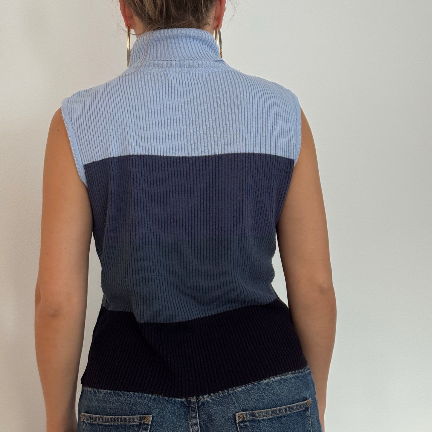 Blue striped knit roll neck - Size M