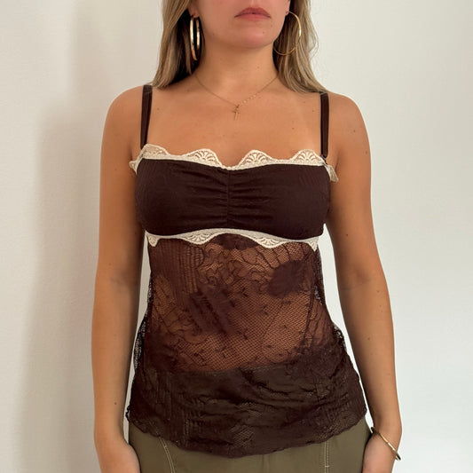Brown lace babydoll top - Size S/M