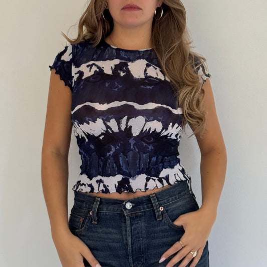 Morgan de Toi graphic mesh top - Size S