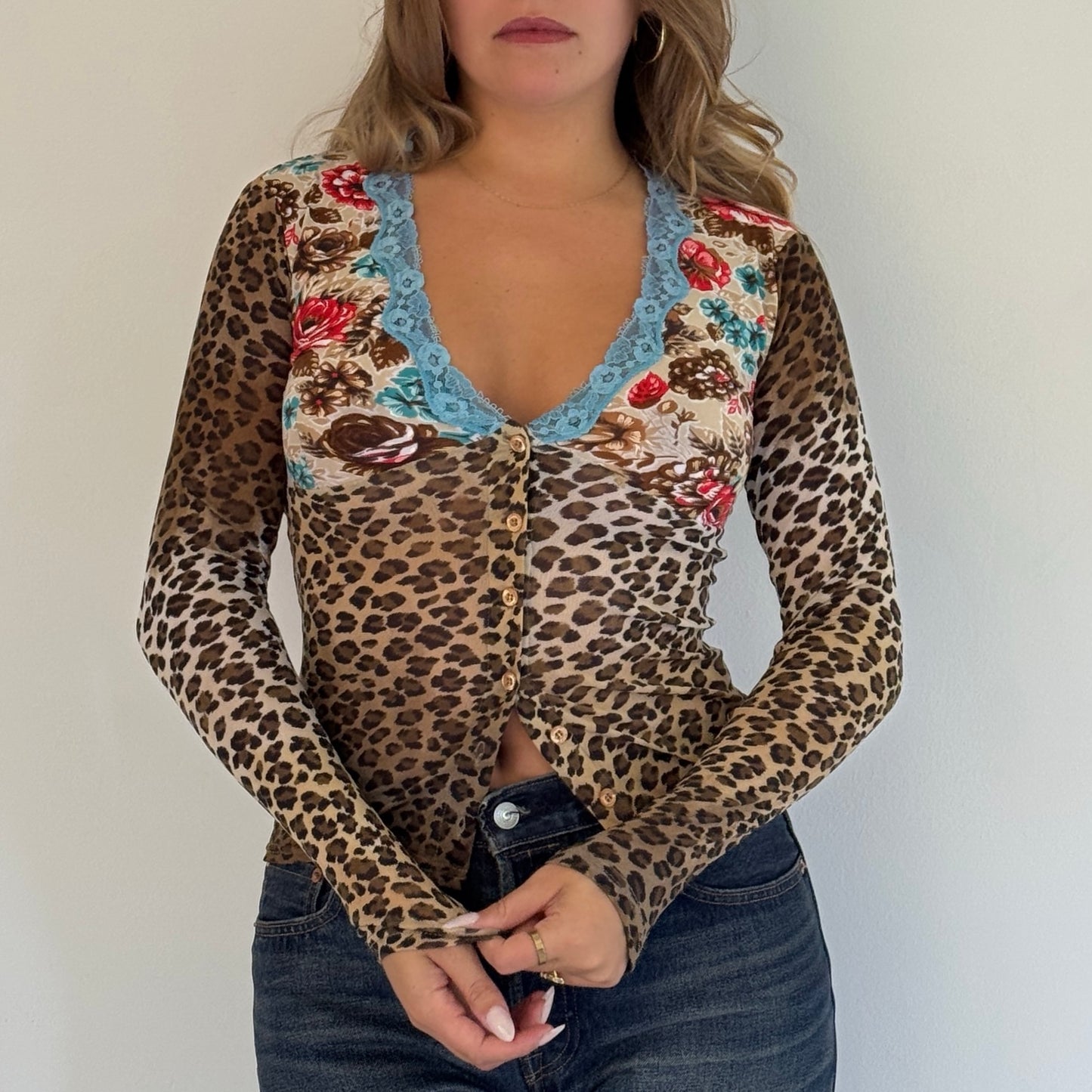 Morgan de Toi leopard print mesh cardigan - Size S