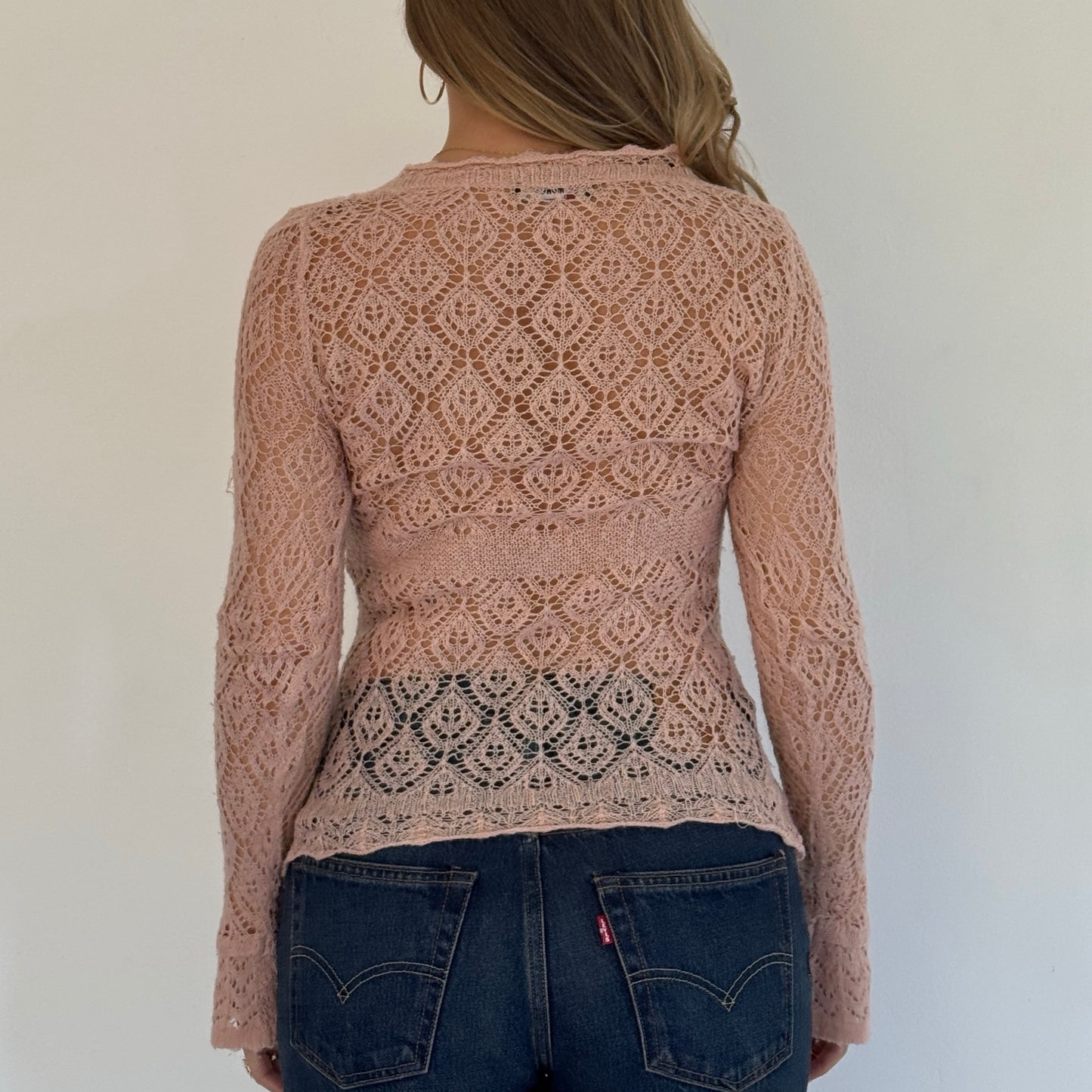 Morgan de Toi pink crochet cardigan - Size S/M