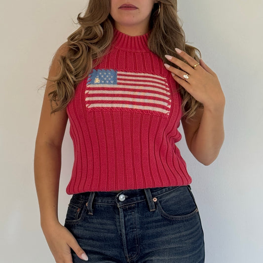 Red sleeveless knit top - Size S