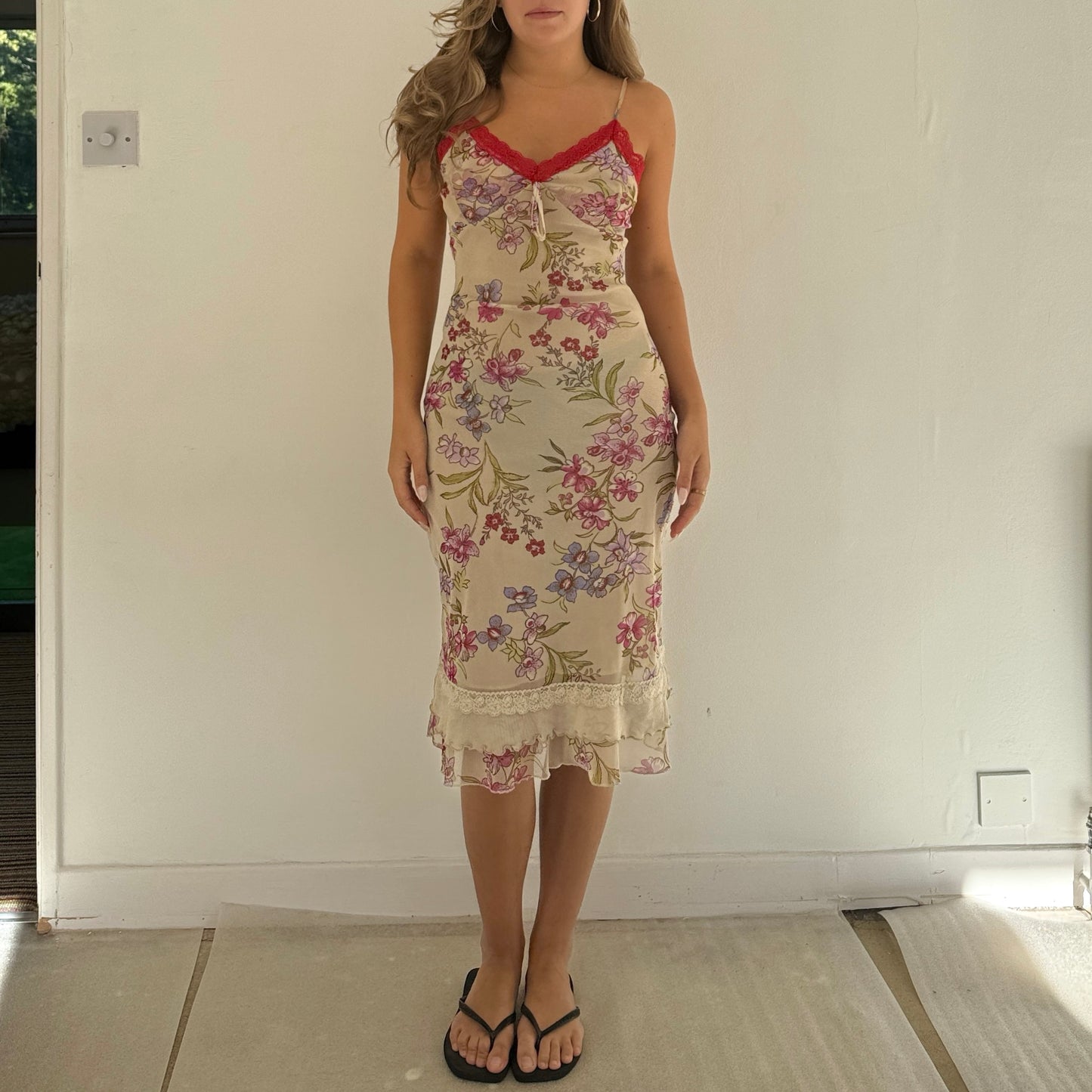 Floral mesh midi dress - Size S