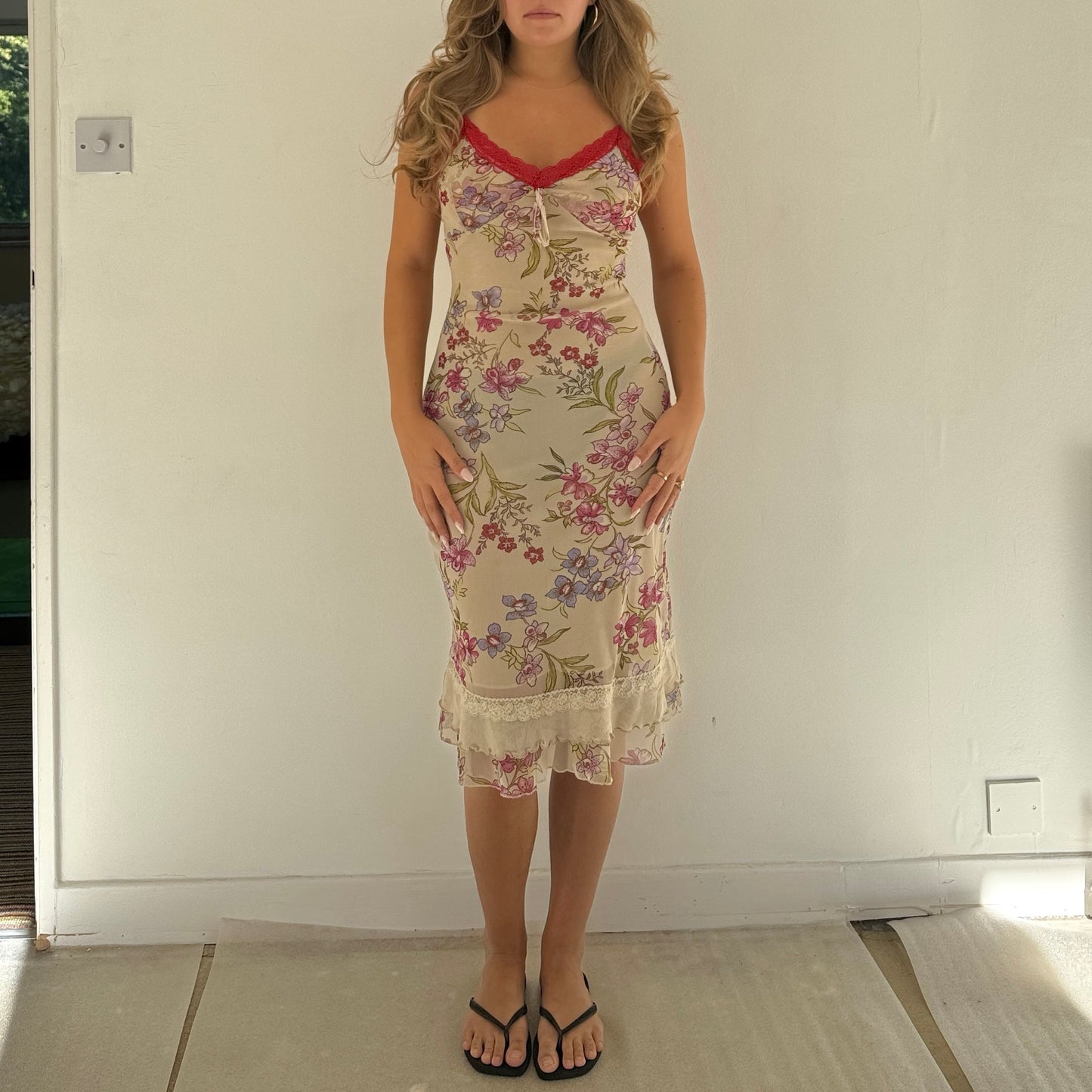 Floral mesh midi dress - Size S
