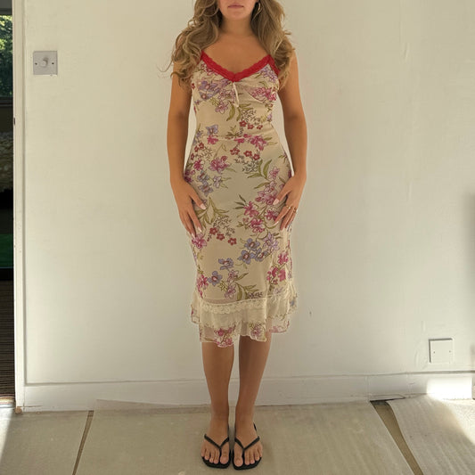 Floral mesh midi dress - Size S