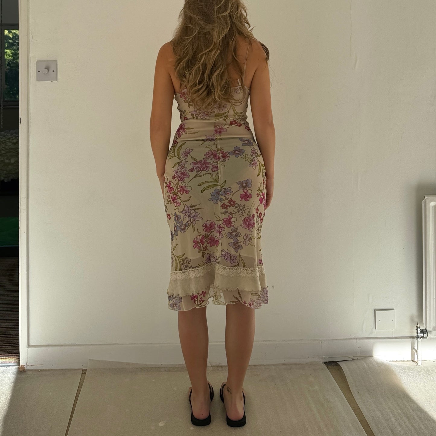 Floral mesh midi dress - Size S