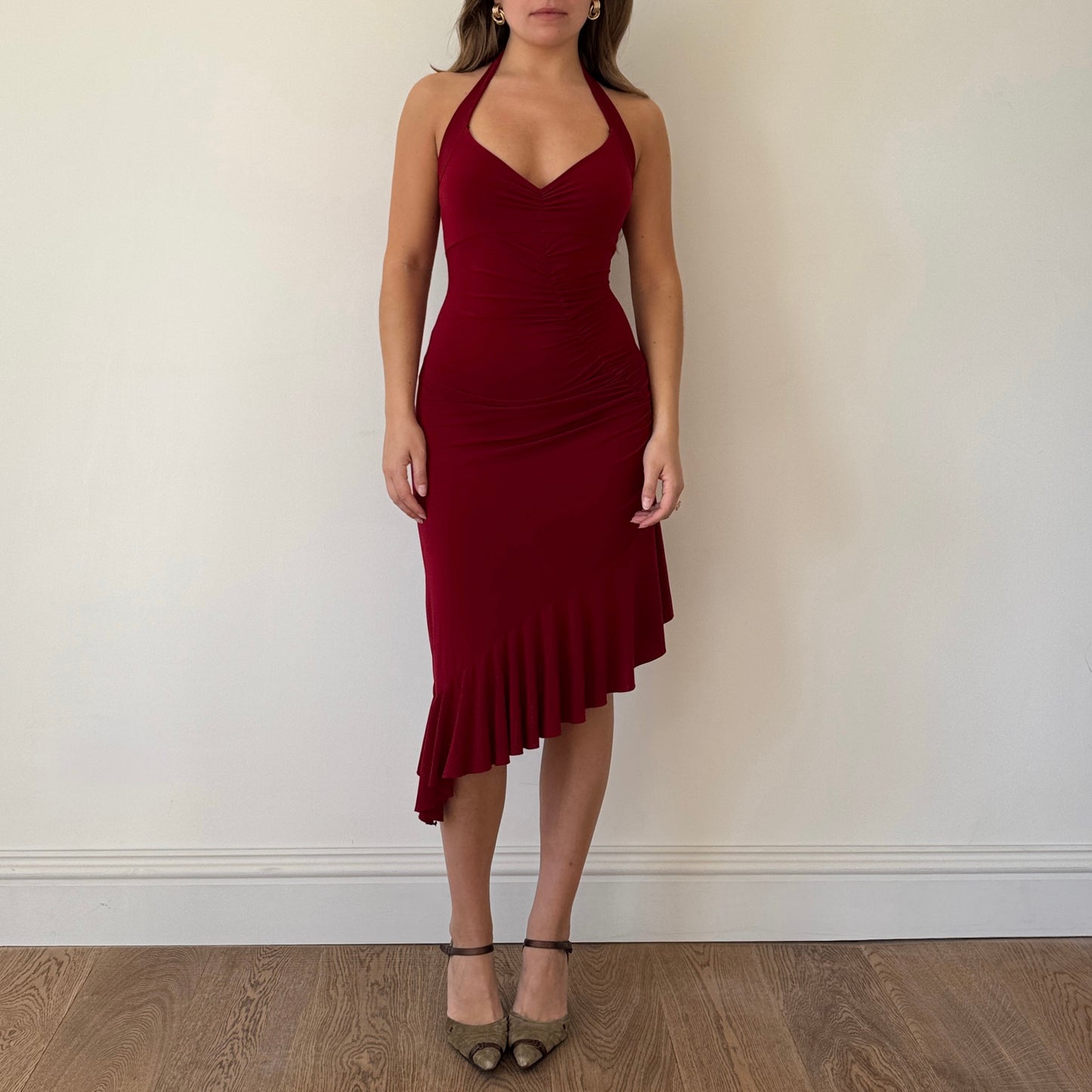 Red slinky midi dress - Size S