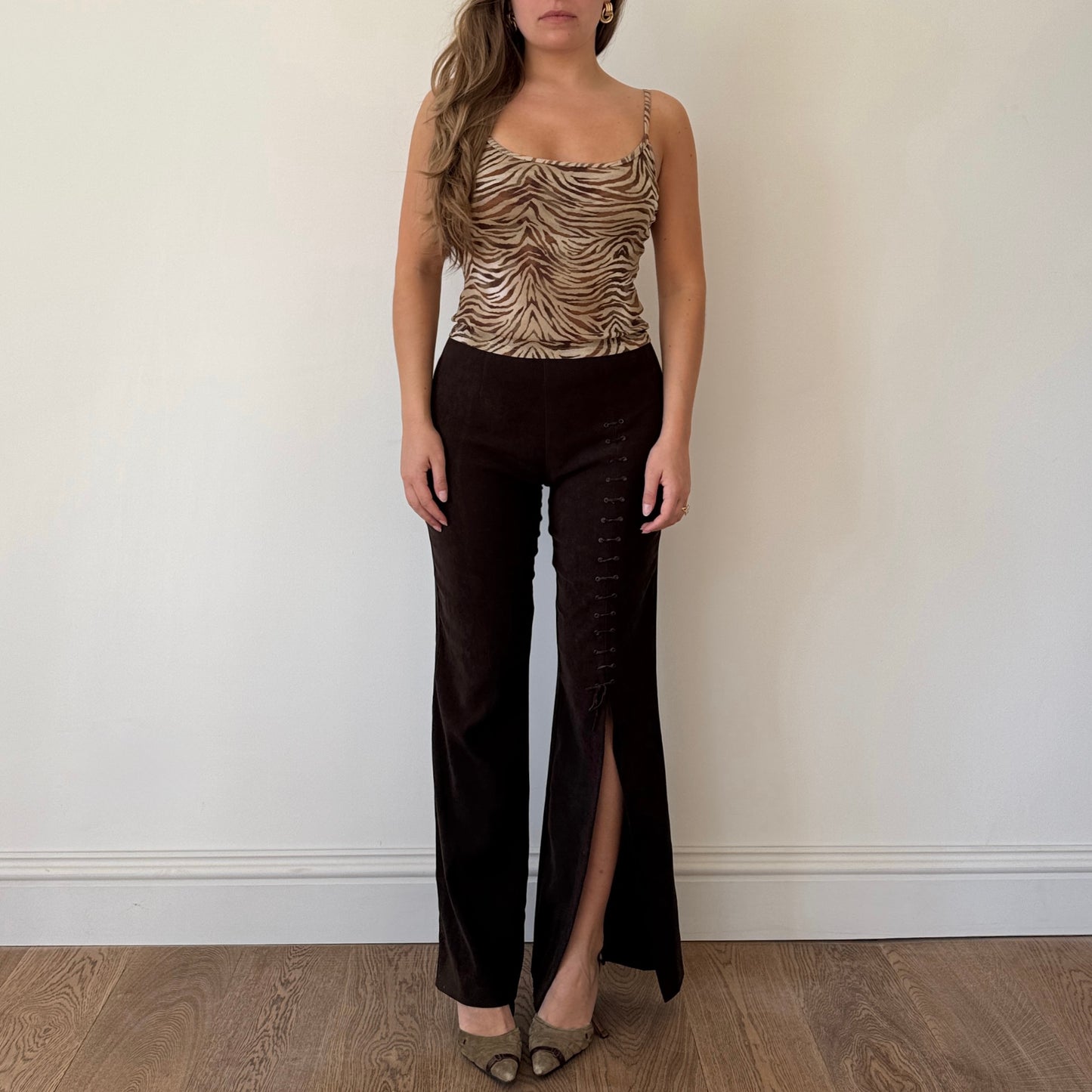 Brown split leg trousers - Size XS/S