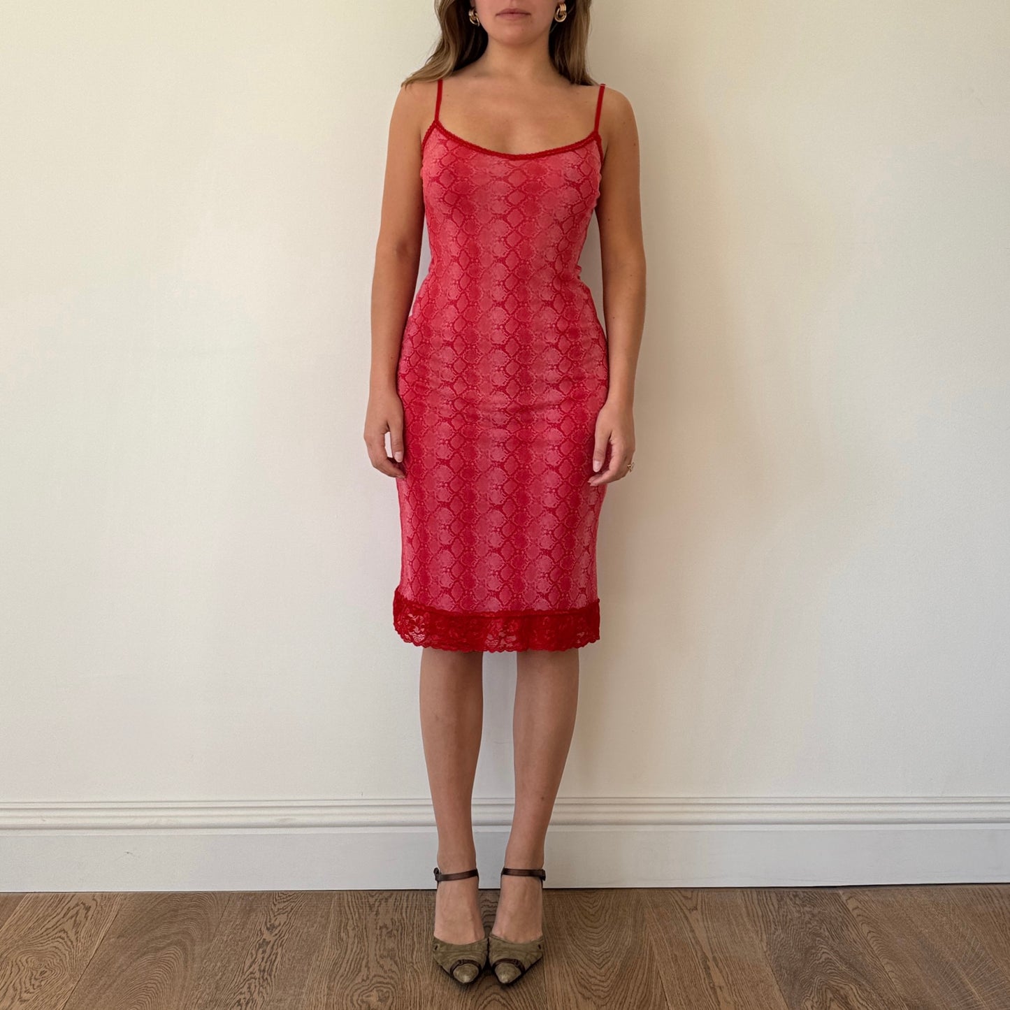 Hot pink mesh midi dress - Size S/M
