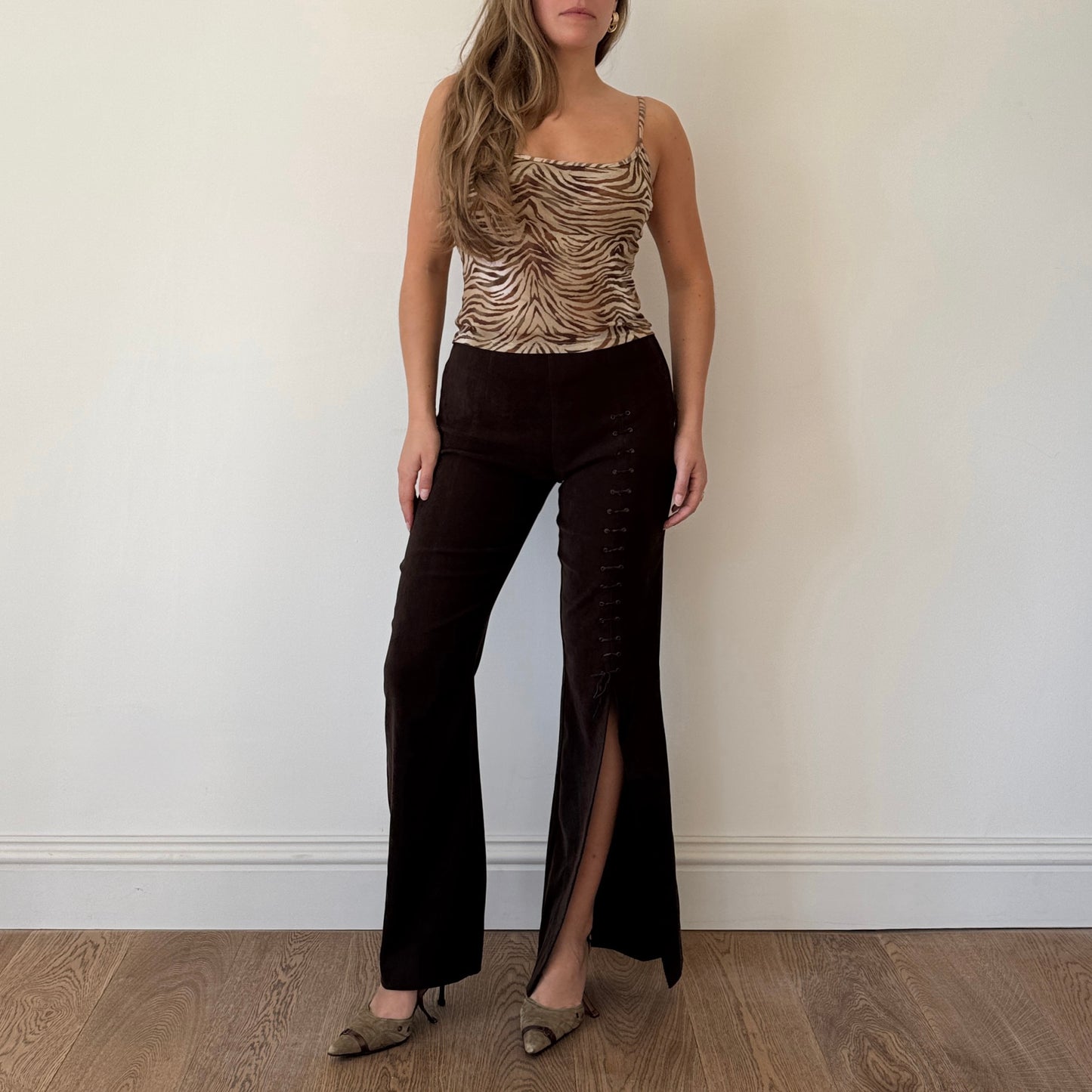 Brown split leg trousers - Size XS/S