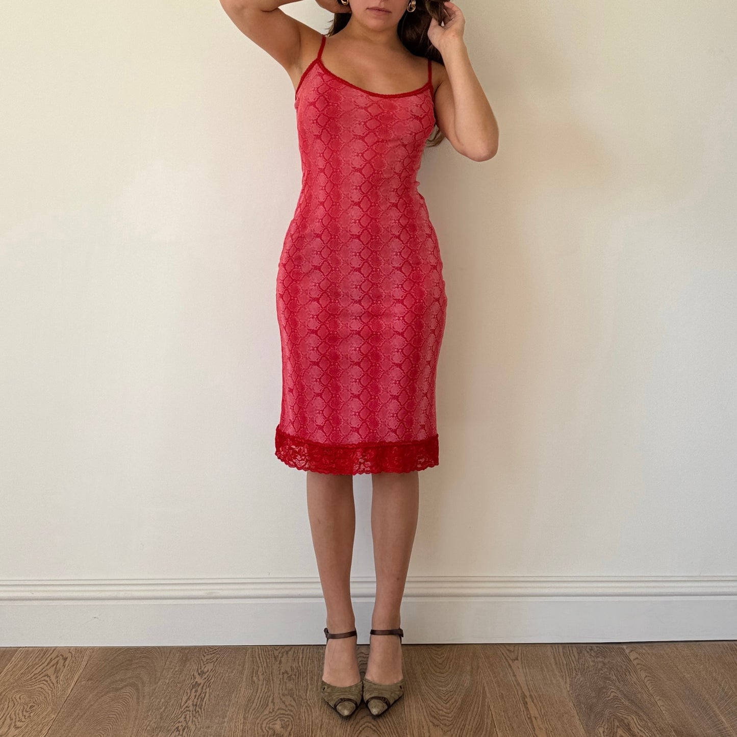 Hot pink mesh midi dress - Size S/M