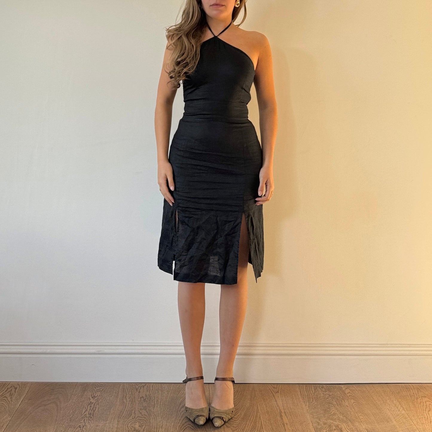 Linen blend midi dress - Size XS