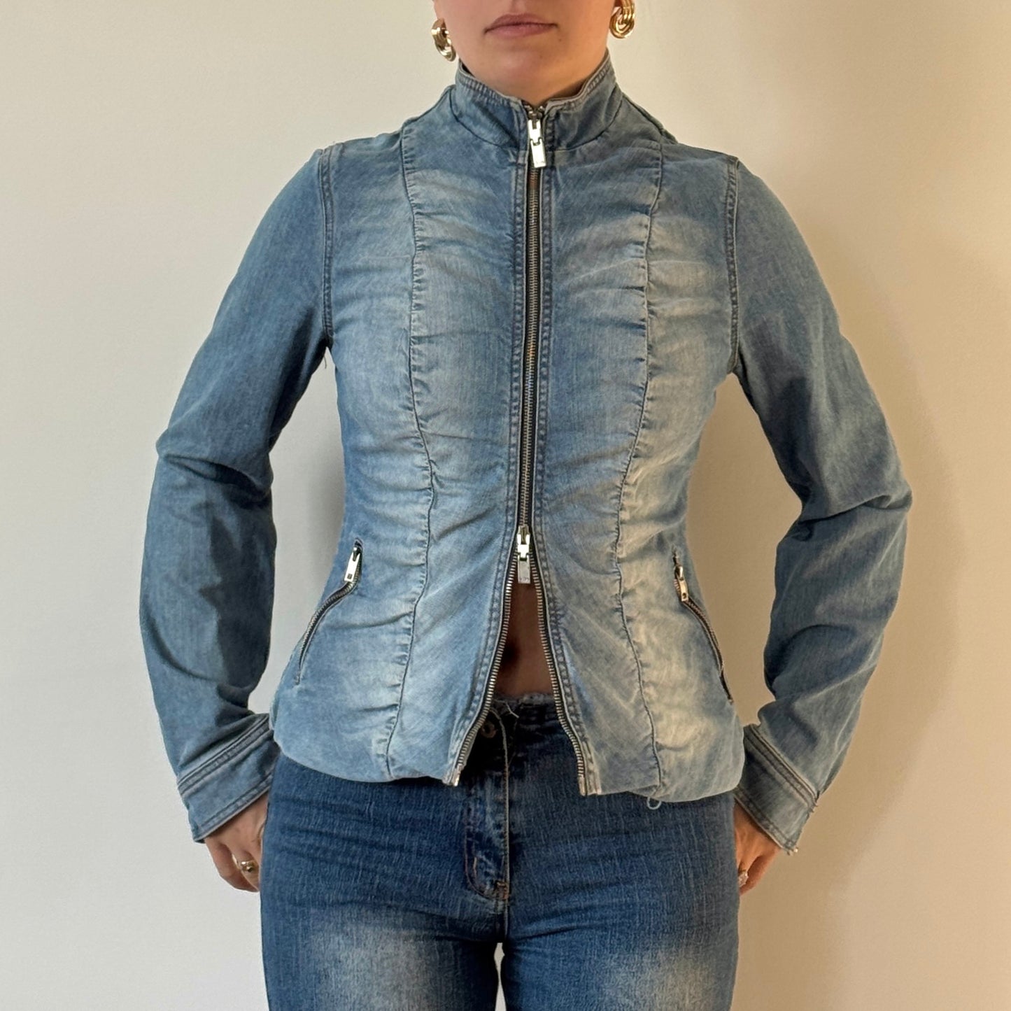 Ruched denim jacket - Size S/M