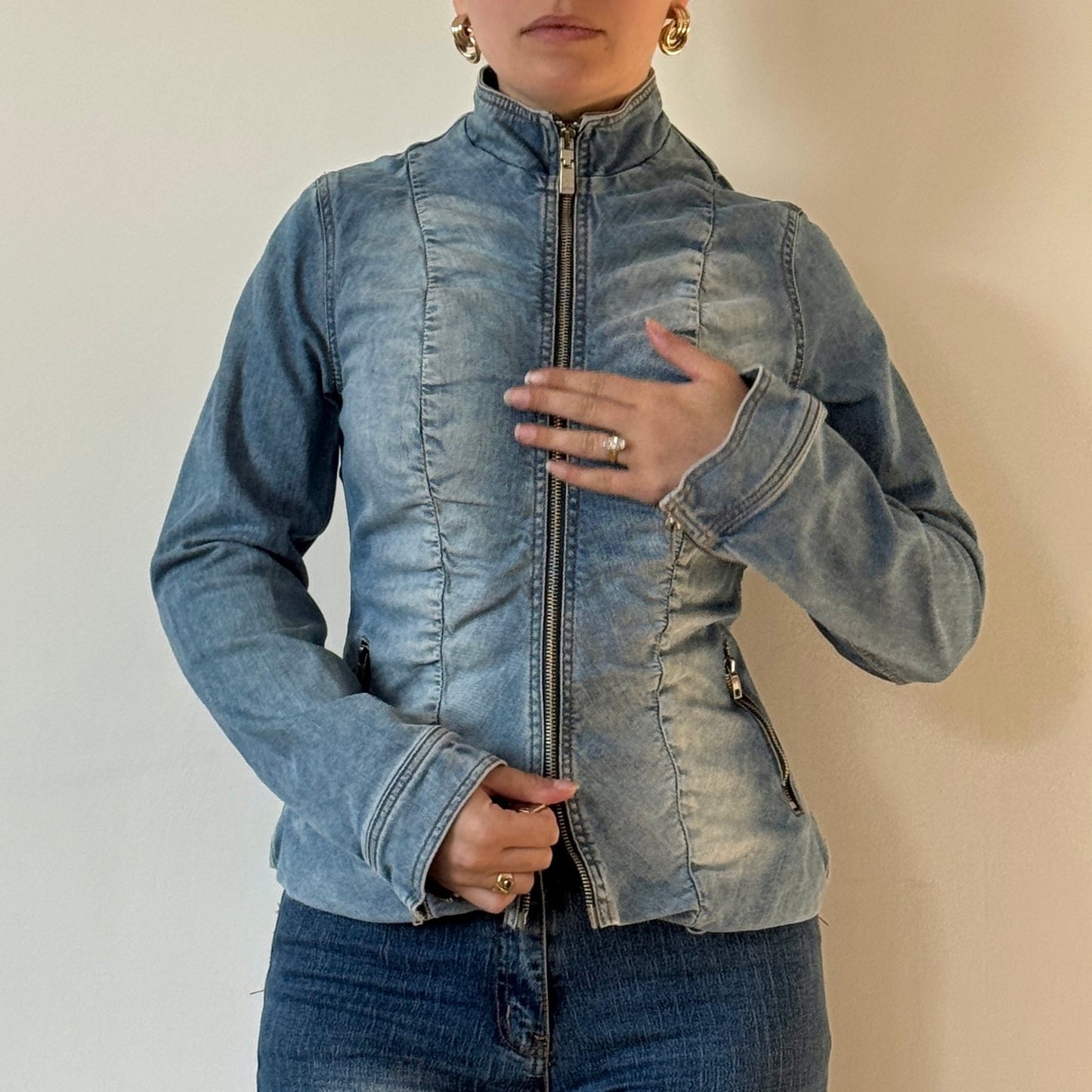 Ruched denim jacket - Size S/M