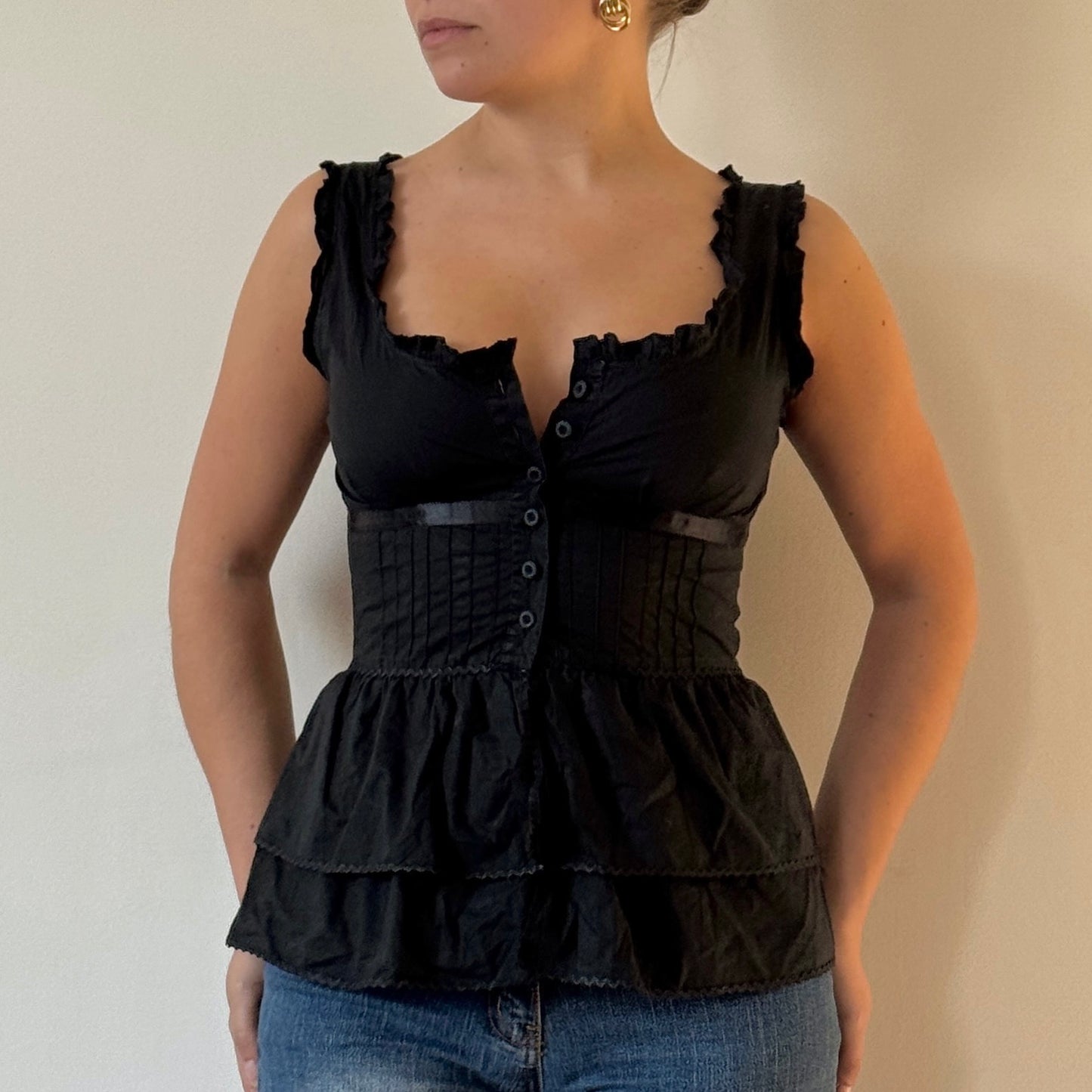 Black milkmaid top - Size S