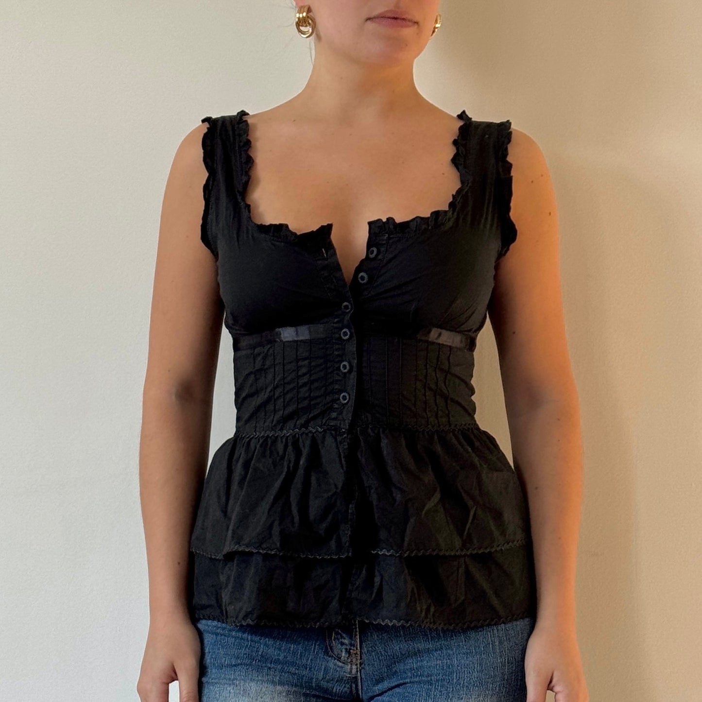 Black milkmaid top - Size S