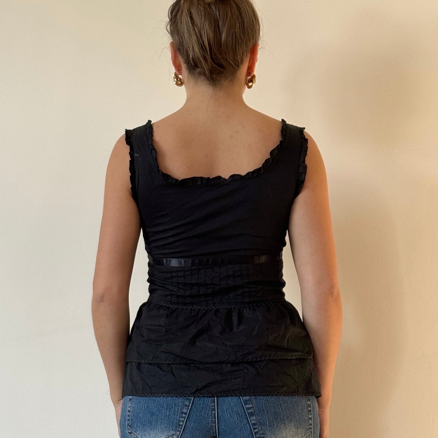 Black milkmaid top - Size S