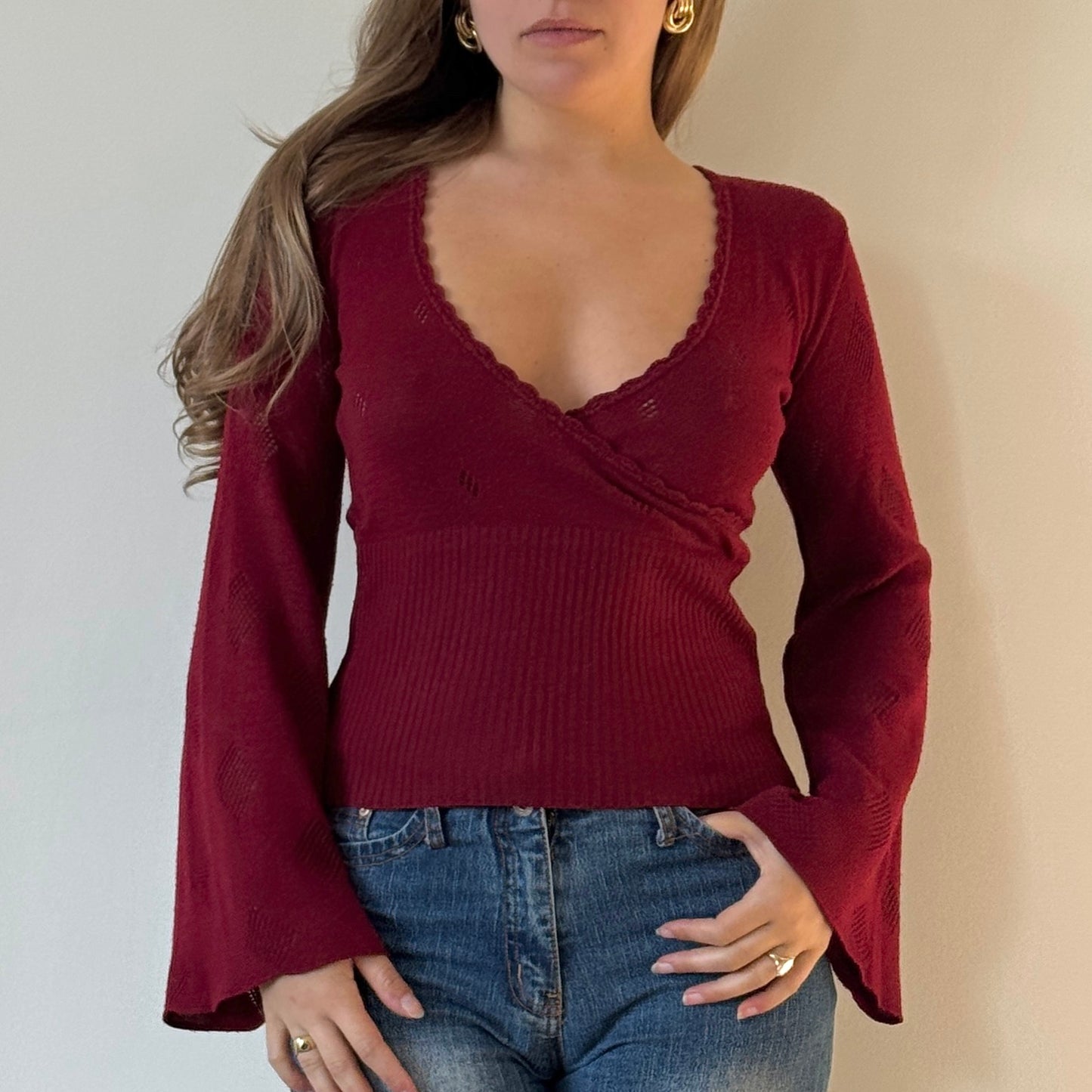 Red knit top - Size S/M
