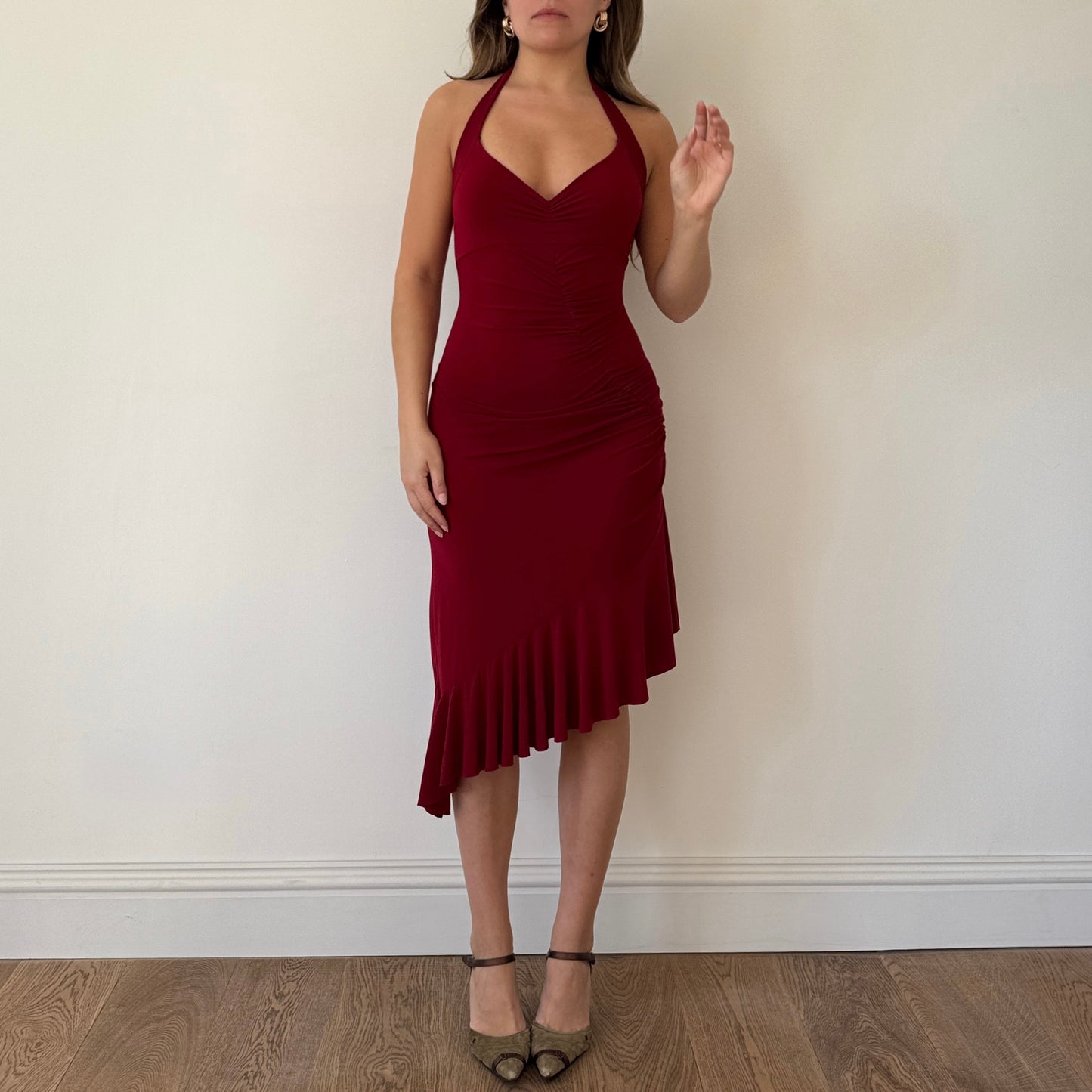 Red slinky midi dress - Size S