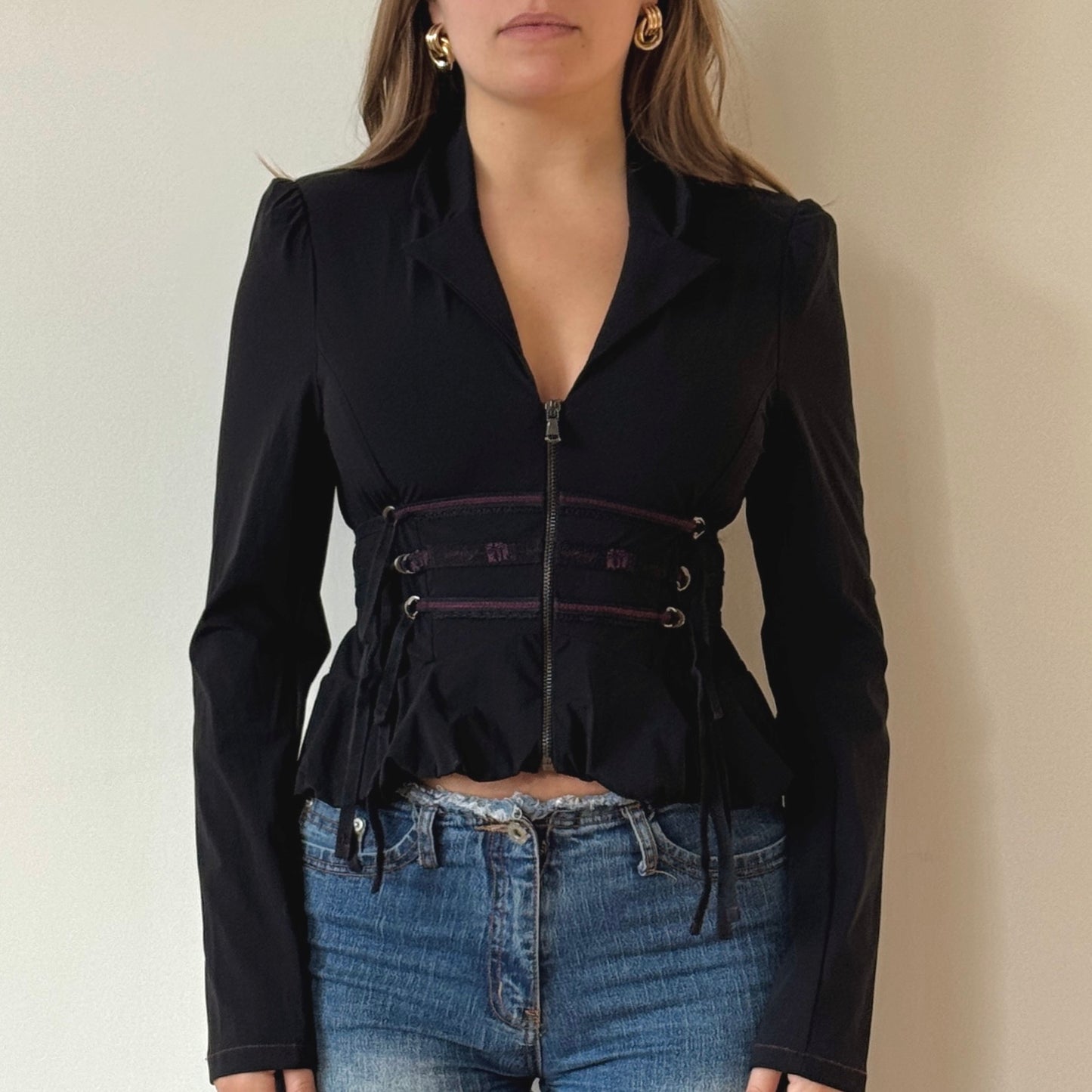 Black cinched jacket - Size XS/SB