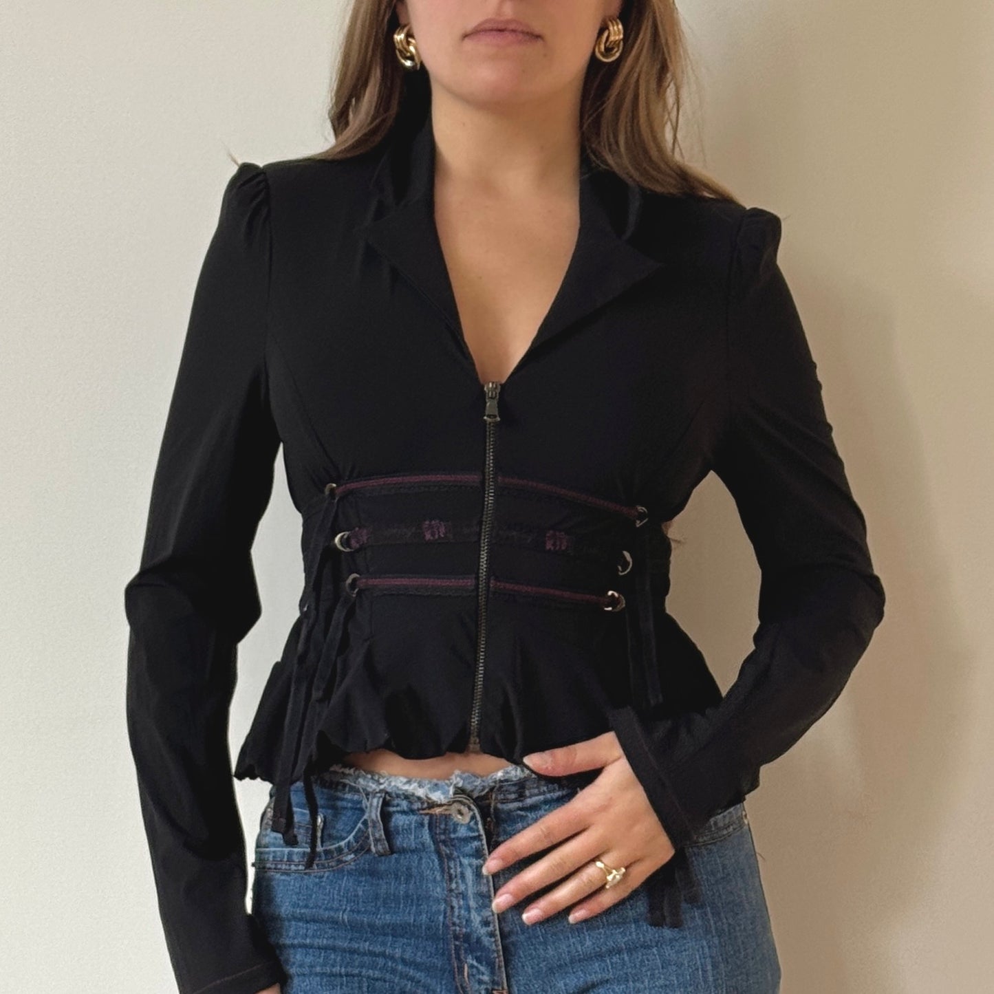 Black cinched jacket - Size XS/SB