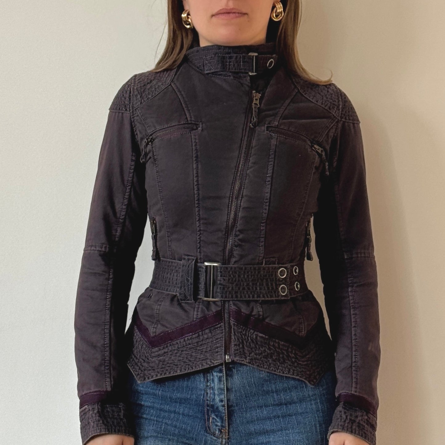 Grey belted jacket - Size XS/S
