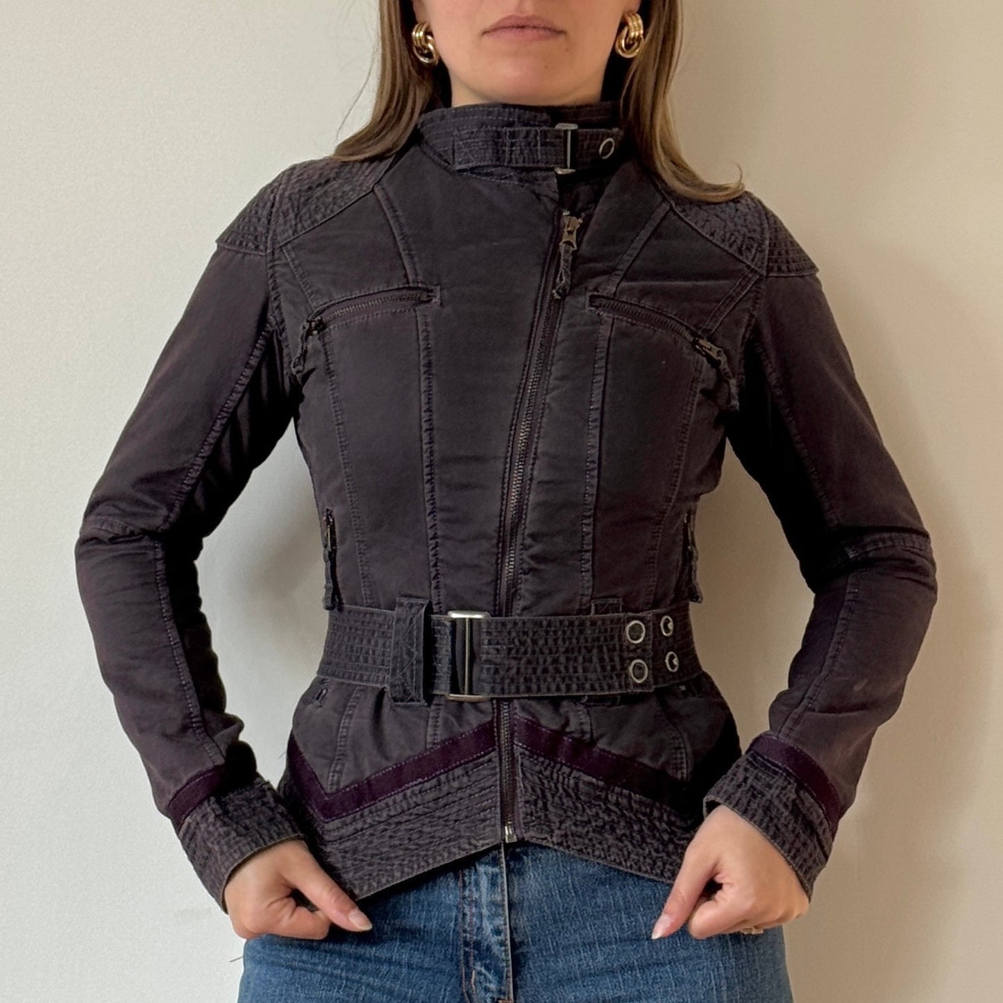 Grey belted jacket - Size XS/S