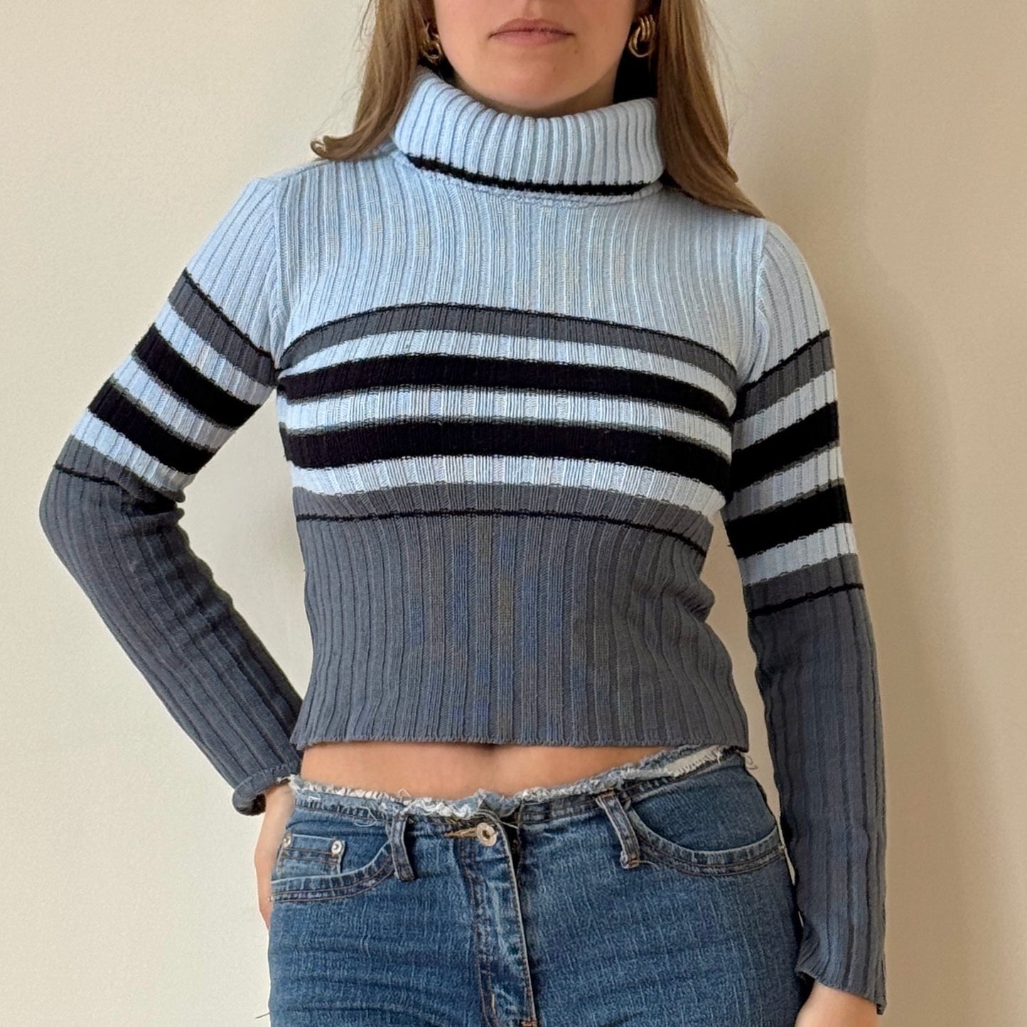 Blue striped knit jumper - Size S