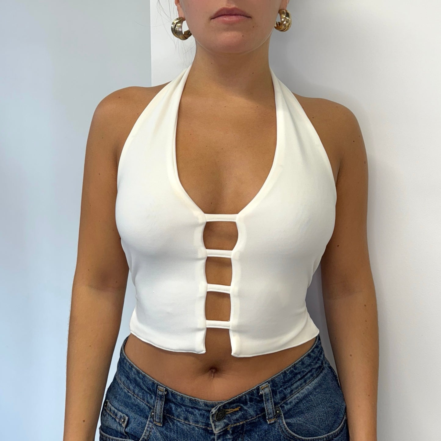 White backless cutout top - Size S