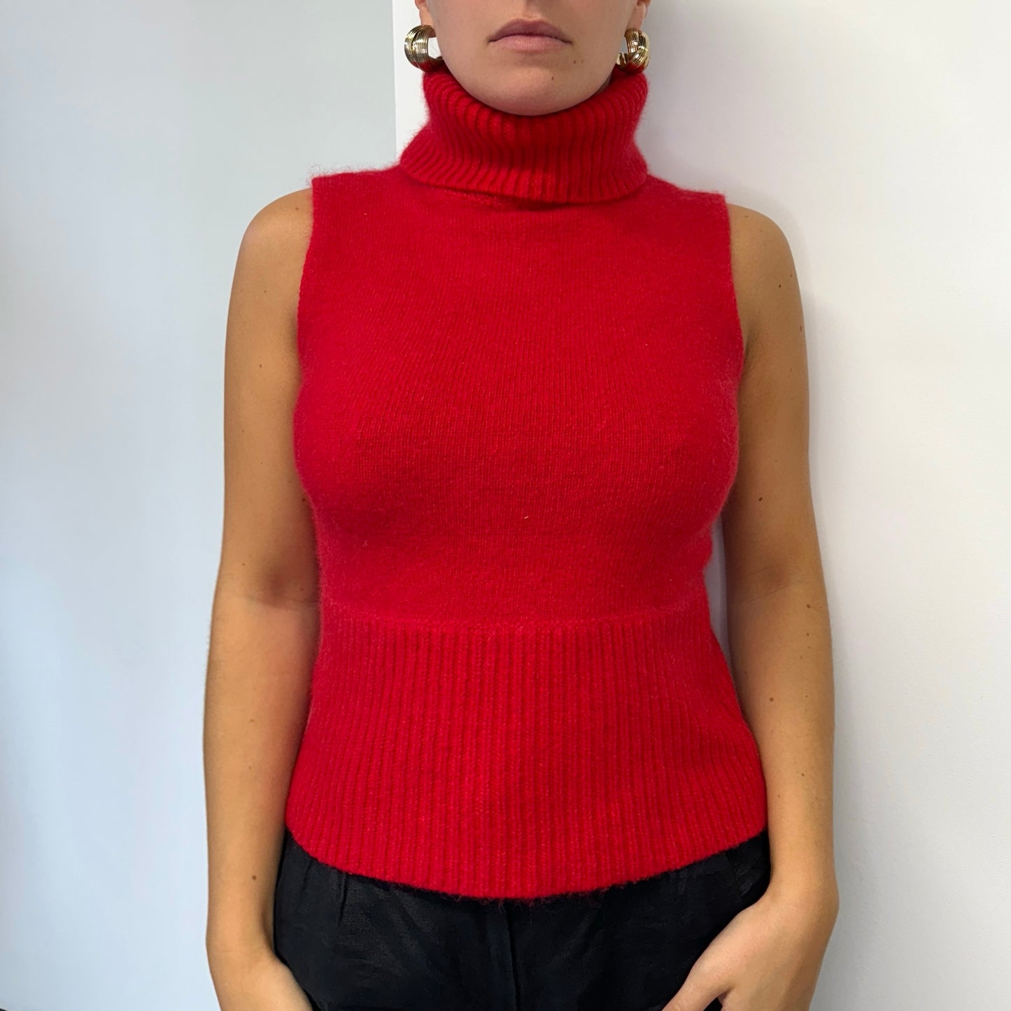 Red Angora-wool top - Size S