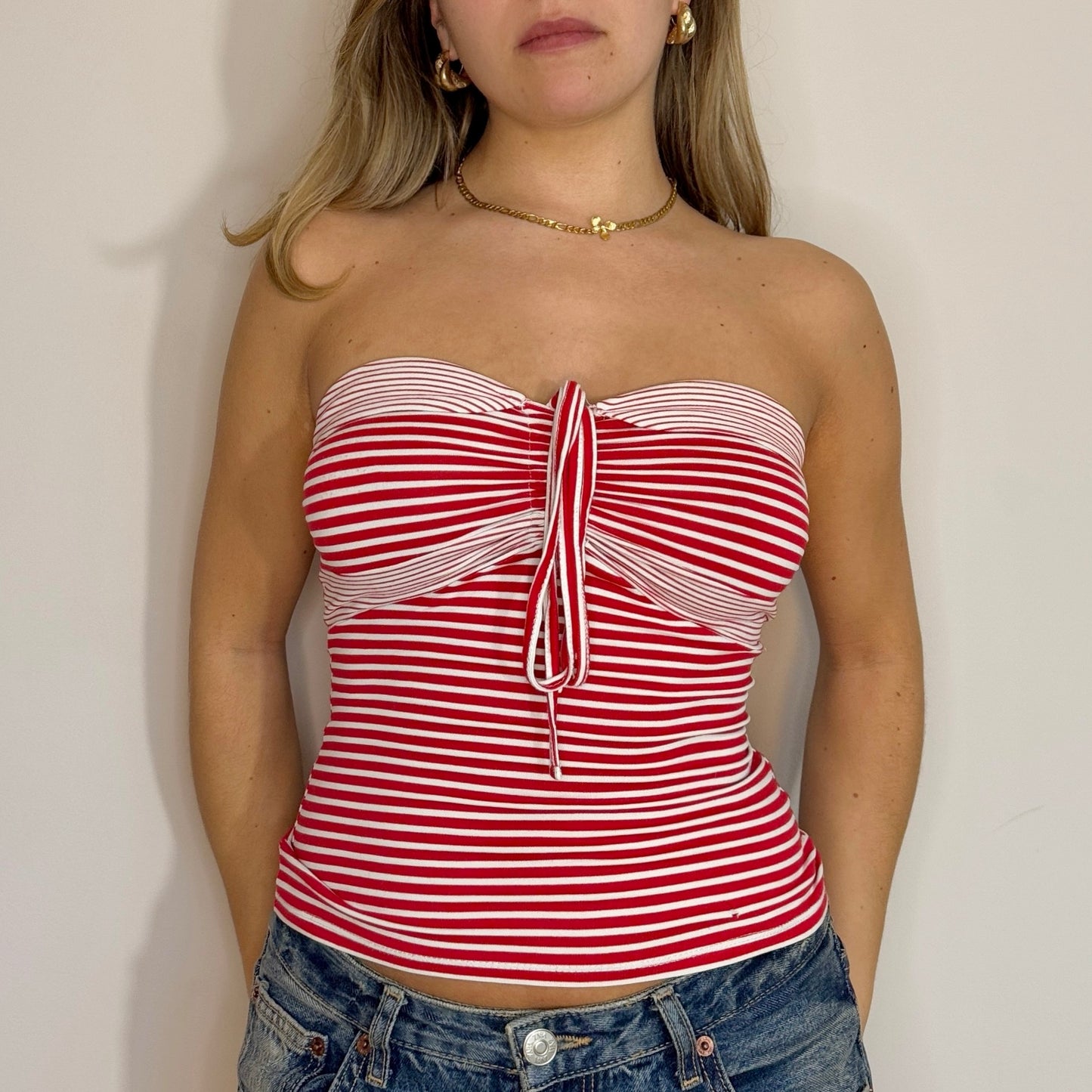 Morgan de Toi red striped bandeau top - Size S