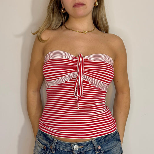 Morgan de Toi red striped bandeau top - Size S