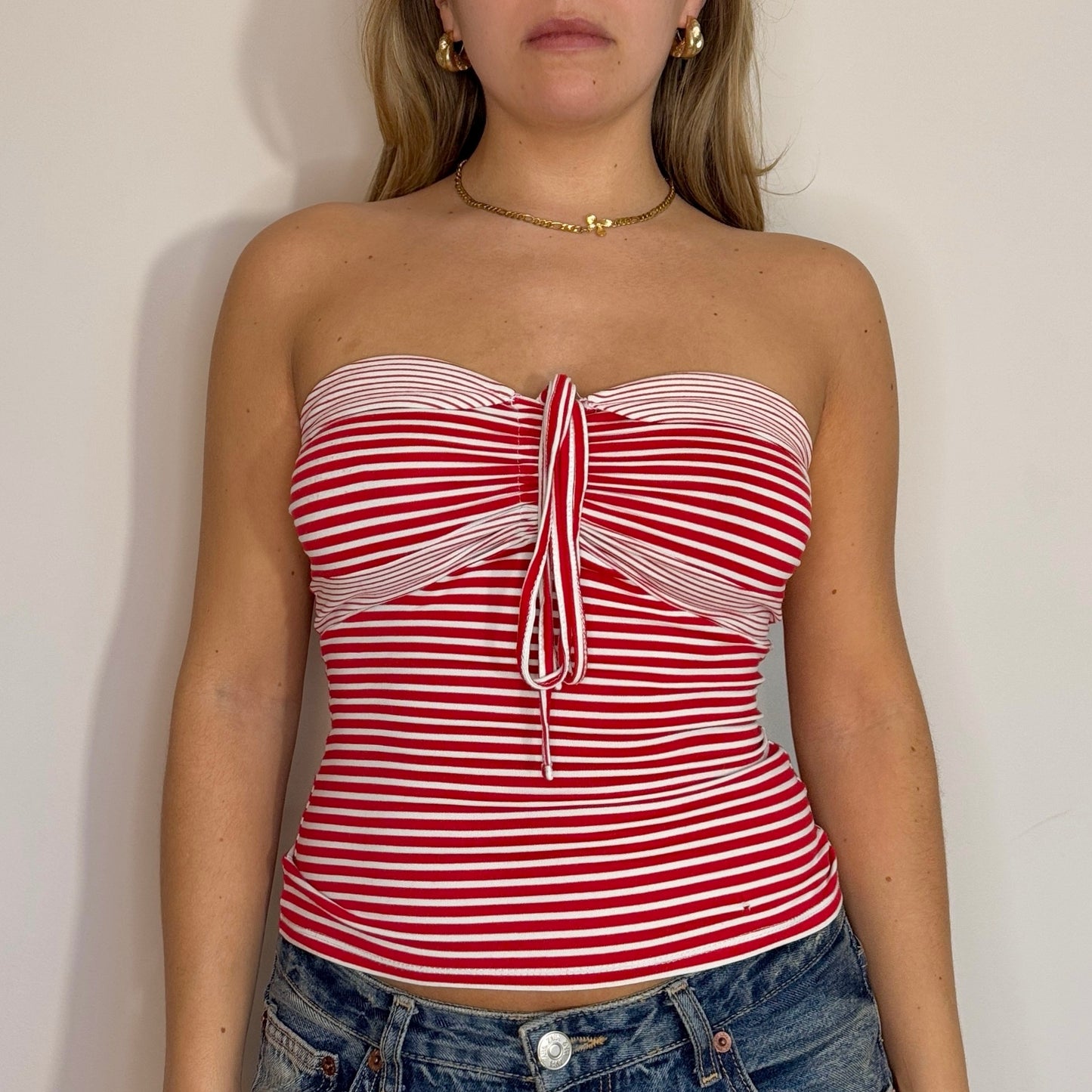 Morgan de Toi red striped bandeau top - Size S