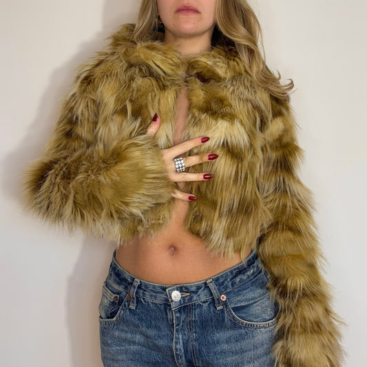 Cropped faux fur jacket - Size S/M