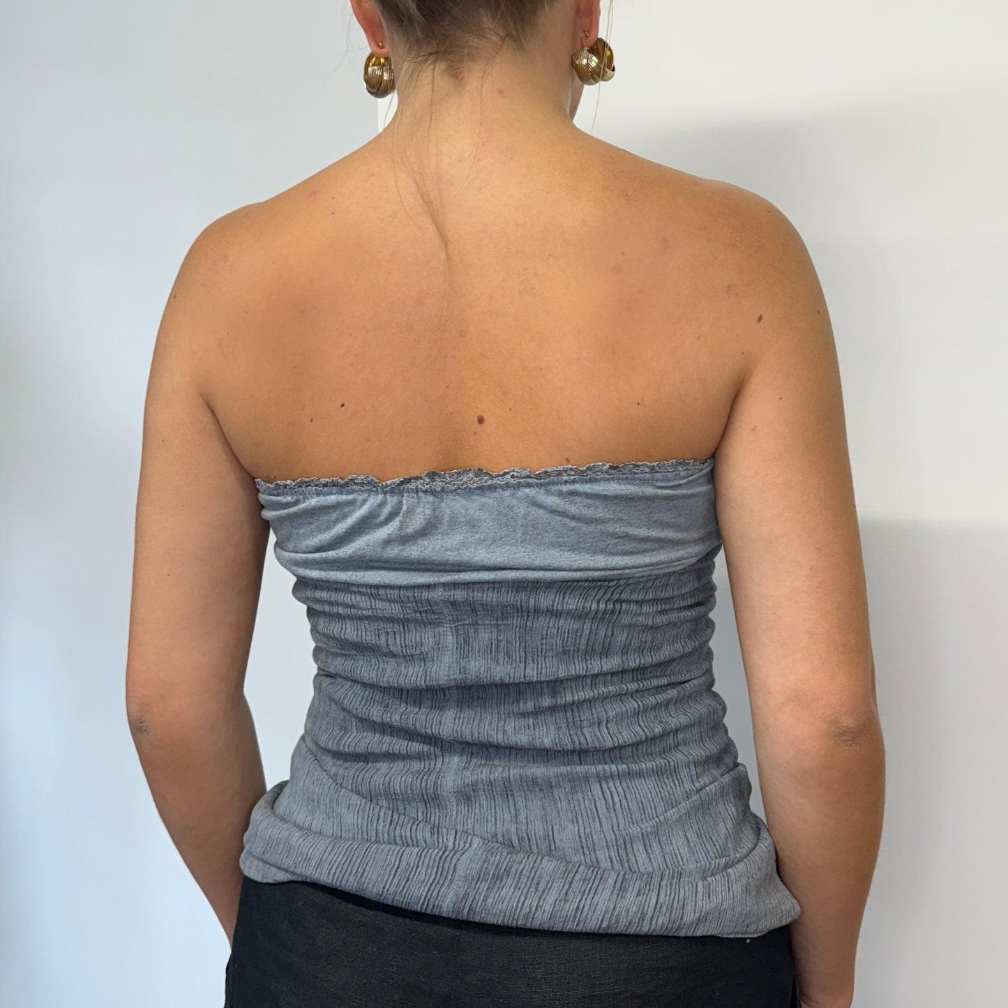 Grey ruched strapless top - Size S