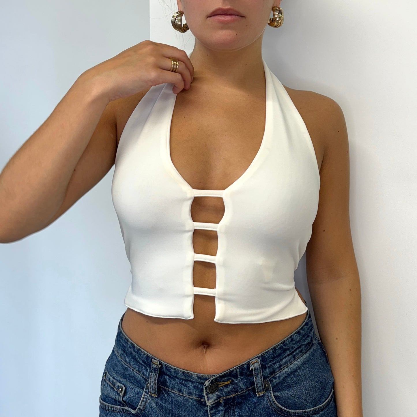 White backless cutout top - Size S