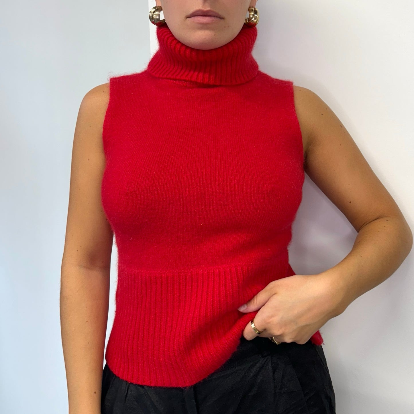 Red Angora-wool top - Size S