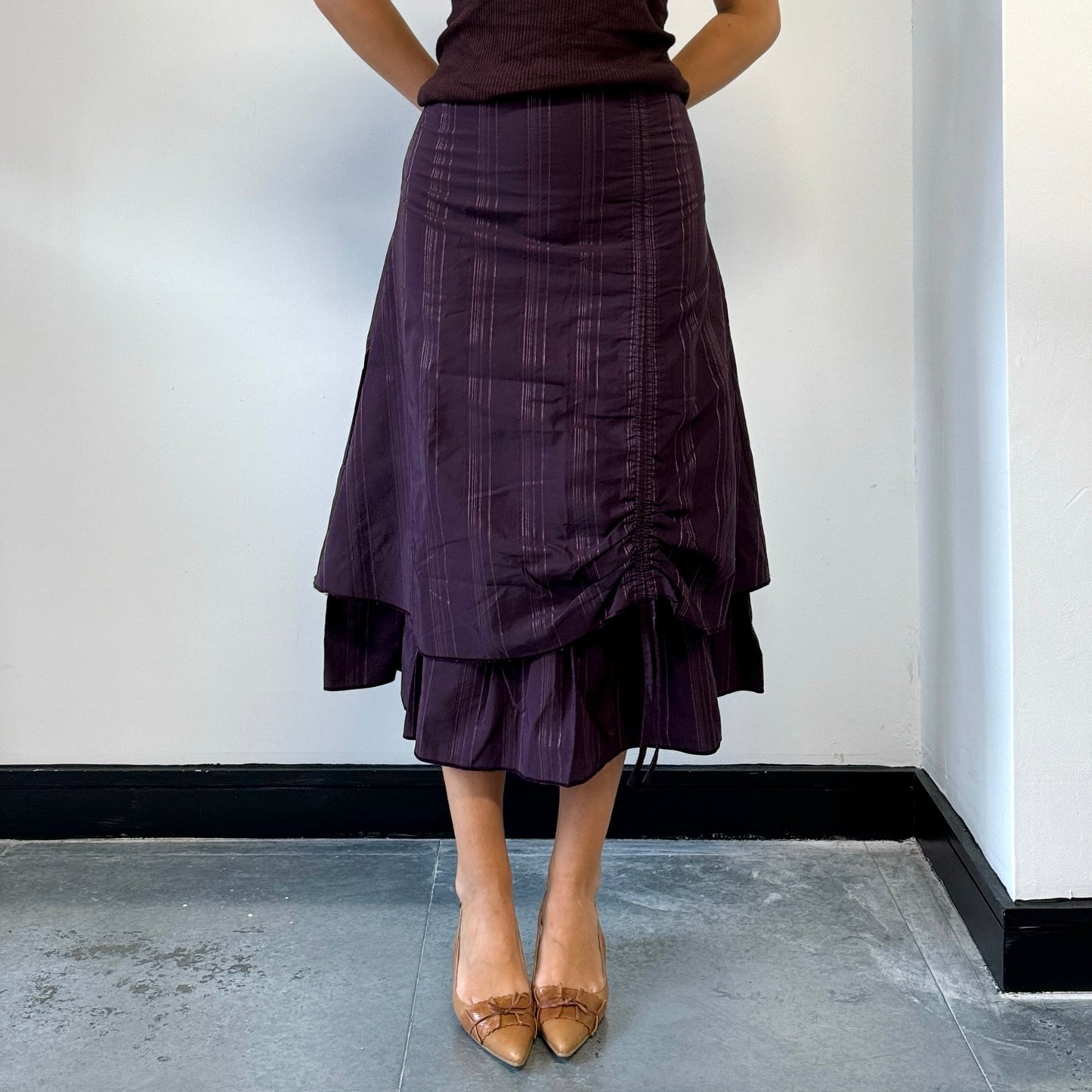 Purple ruched midi skirt - Size XS/S