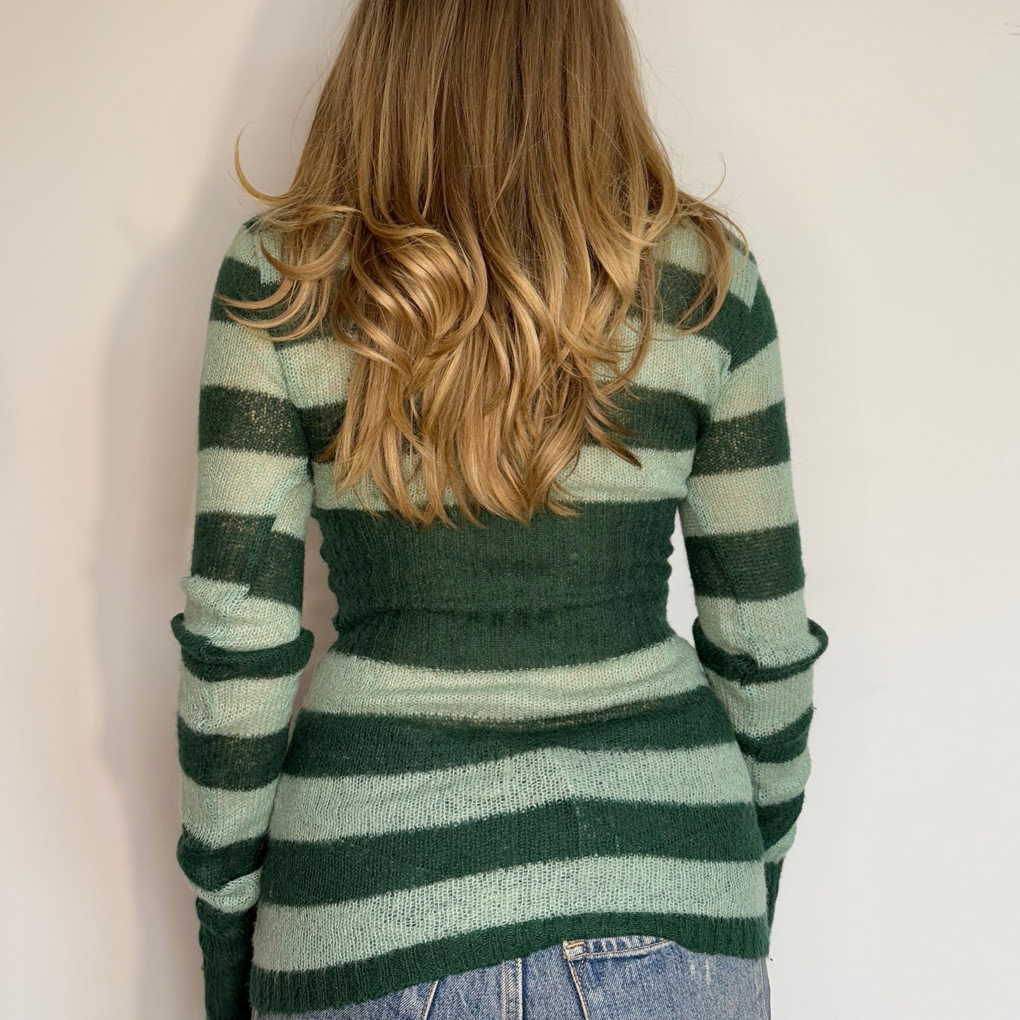 Green striped knit jumper - Size S