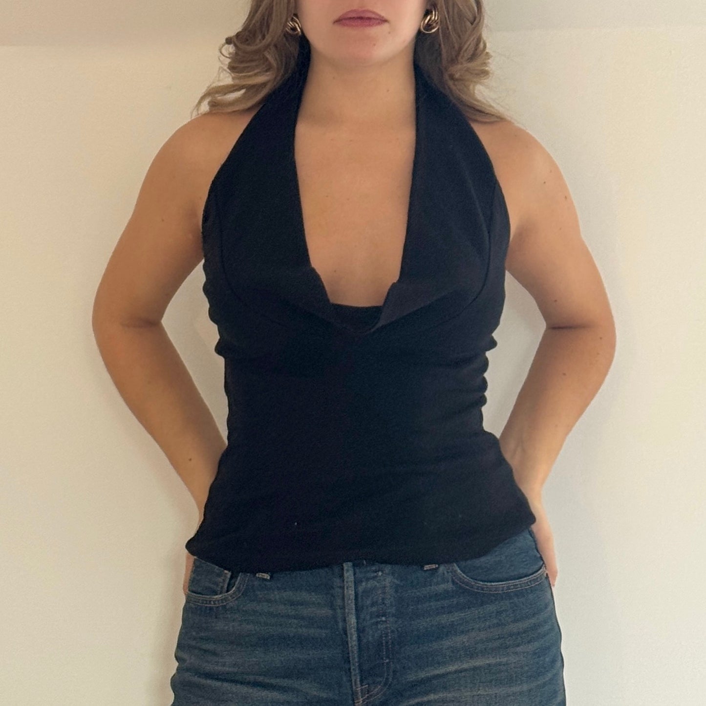 Black cowl neck top - Size S