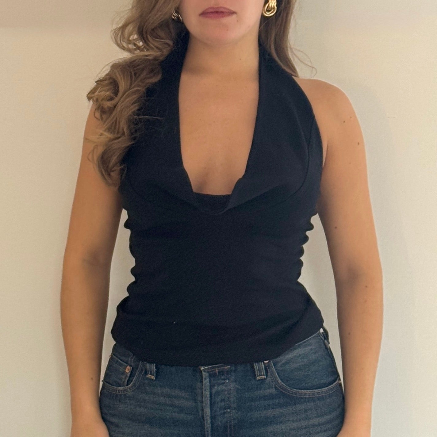 Black cowl neck top - Size S