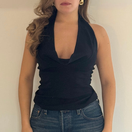Black cowl neck top - Size S