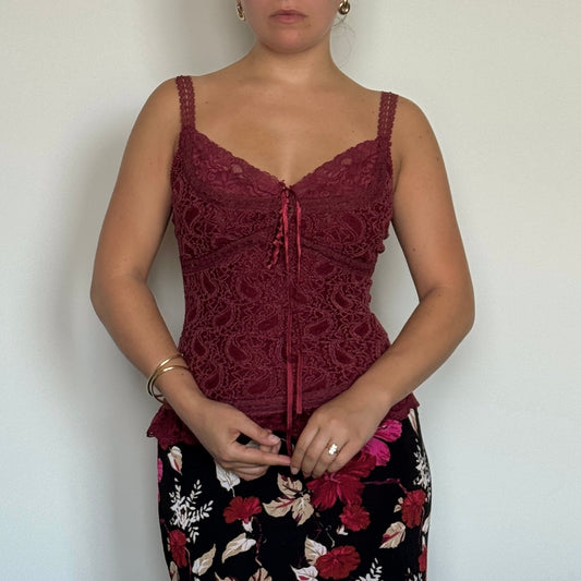 Red lace blouse - Size S